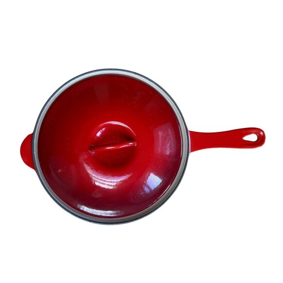 Vtg Le Creuset Enamel Cast Iron Saucepan #22 8.5" Cerise w Lid made in France - Picture 3 of 8